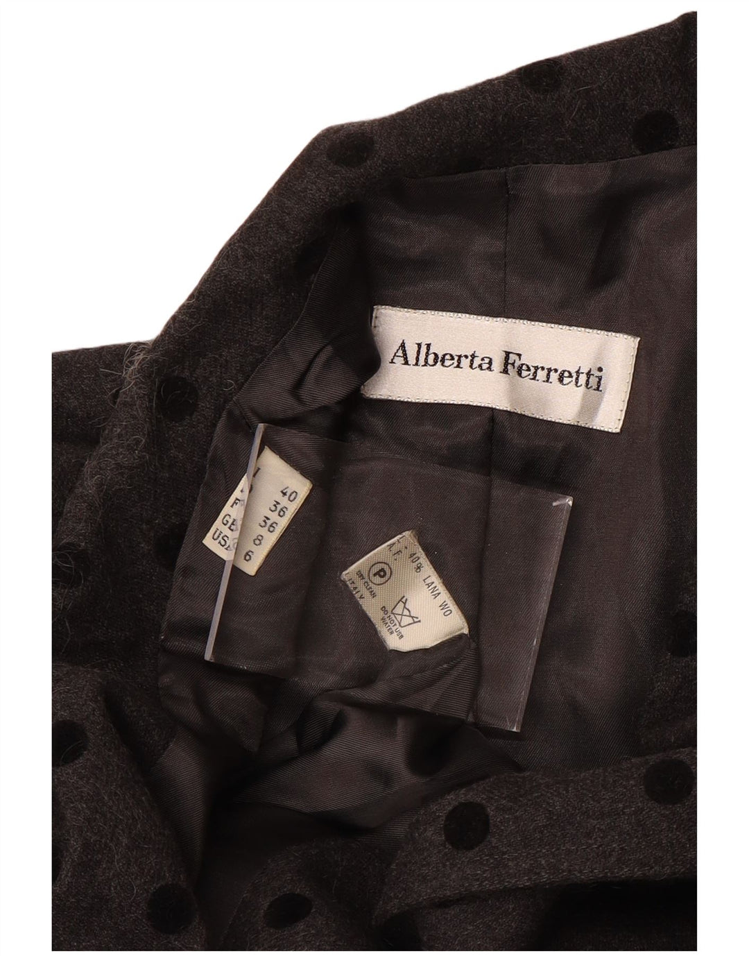 Płaszcz damski ALBERTA FERRETTI UK 8, mały, szary, wełniany w kropki