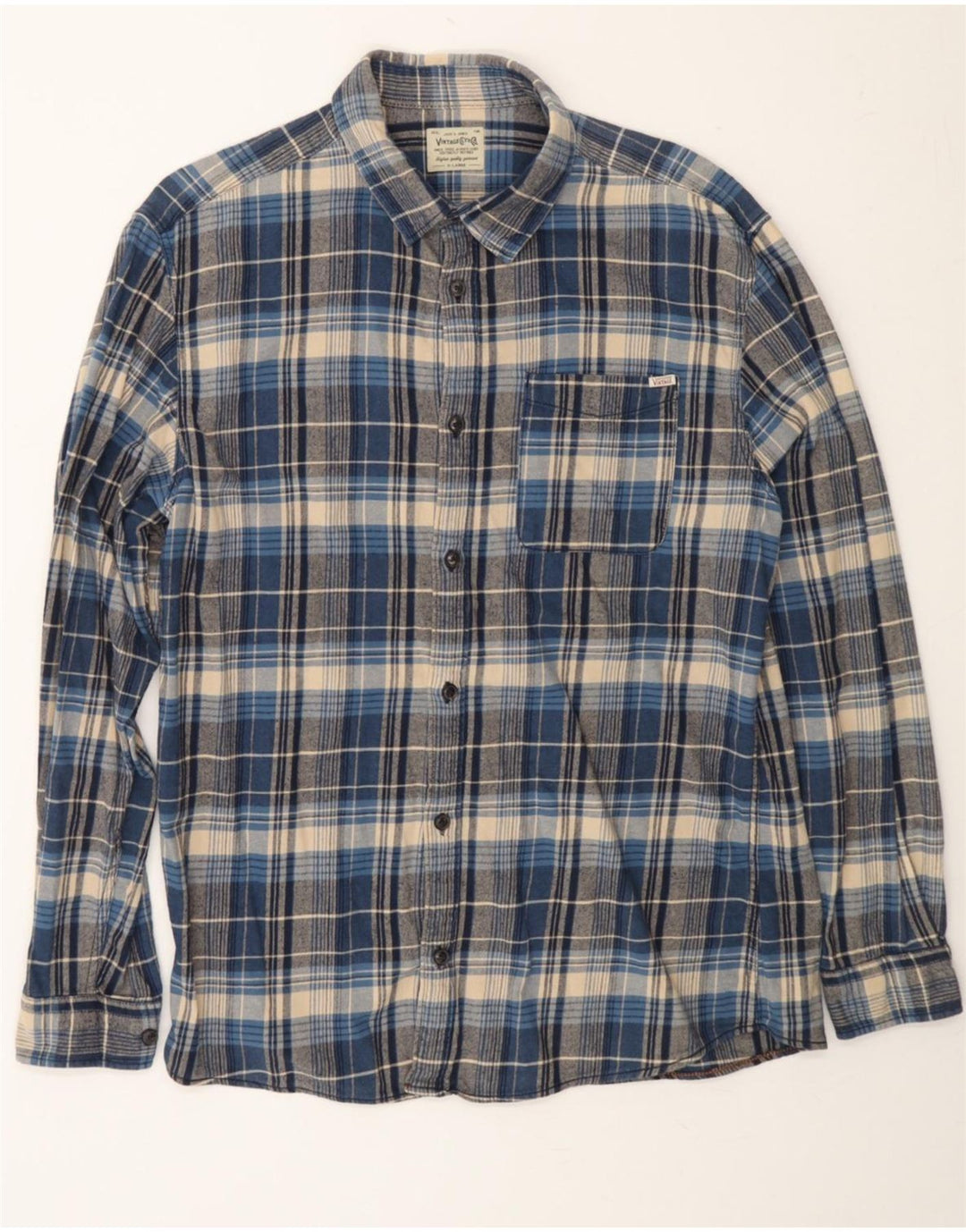 JACK & JONES Boys Flannel Shirt 15-16 Years XL Blue Check Vintage Jack & Jones and Second-Hand Jack & Jones from Messina Hembry 