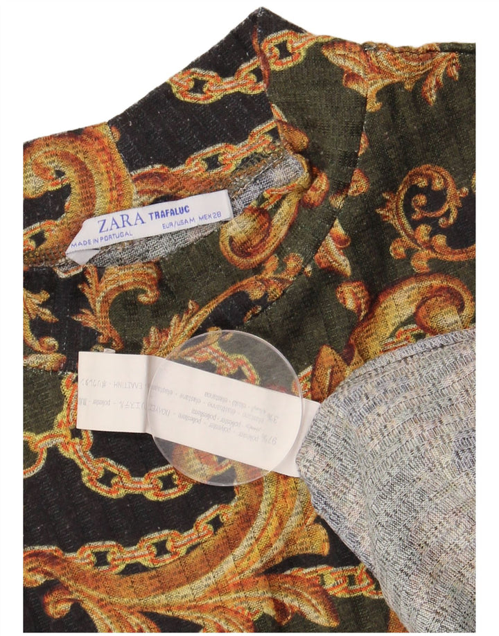 Damska bluzka z długim rękawem Zara, UK 14, średni khaki, paisley, poliester