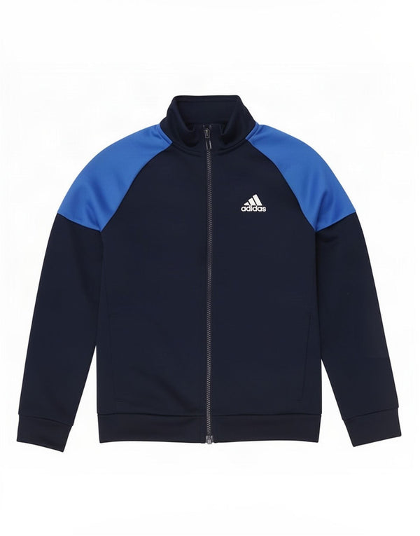 Chłopięca kurtka dresowa Adidas z grafiką 9-10 lat, granatowa, z blokami kolorów