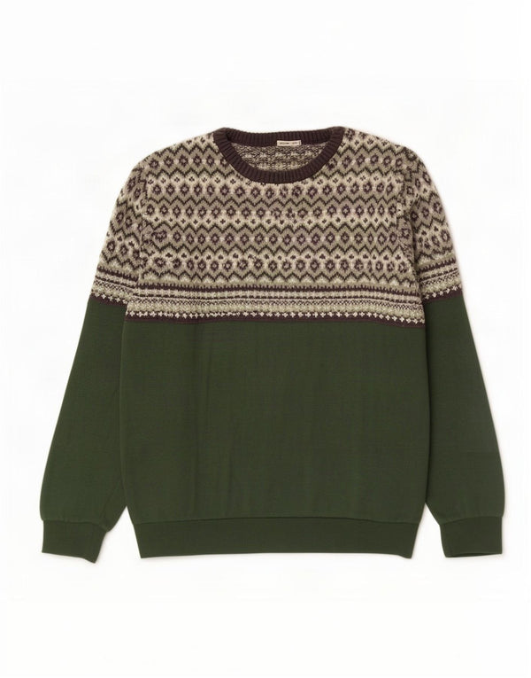 Męski sweter Scout z dekoltem w łódkę XS Zielony, poliester Fair Isle