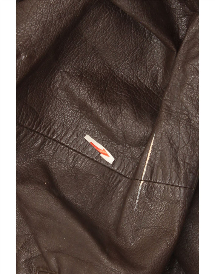 Vintage damska kurtka skórzana UK 22 3XL brązowa