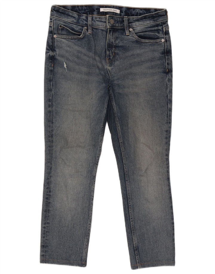 Męskie jeansy CALVIN KLEIN w trudnej sytuacji, przycięte, W30 L25, niebieskie