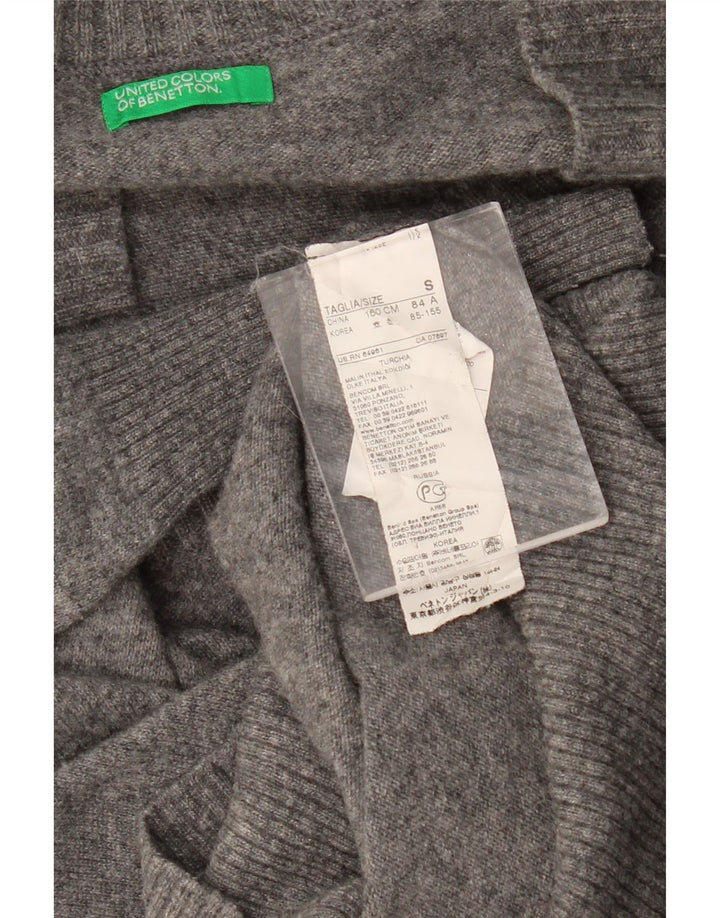 BENETTON Damski sweter oversize z długim rękawem i dekoltem w kształcie litery V, UK 10, mały, szary