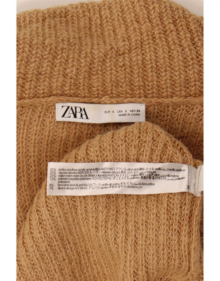 Sweter damski Zara Oversize z golfem UK 10 Small Beżowy Akryl