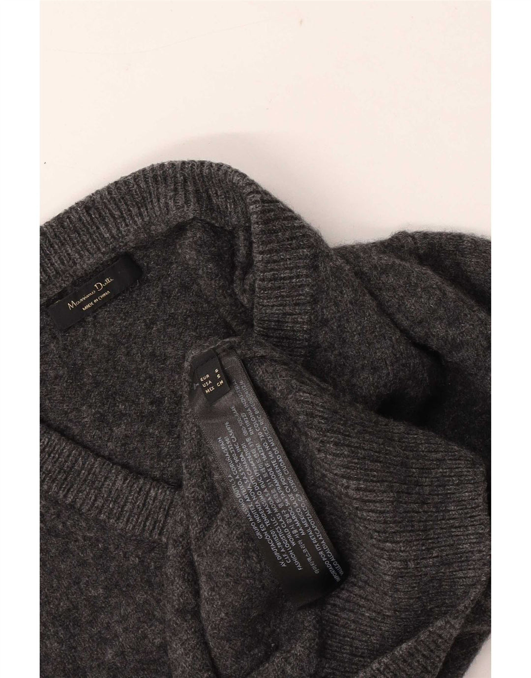 Sweter damski Massimo Dutti o regularnym kroju z dekoltem w kształcie litery V, UK 10, mały, szary