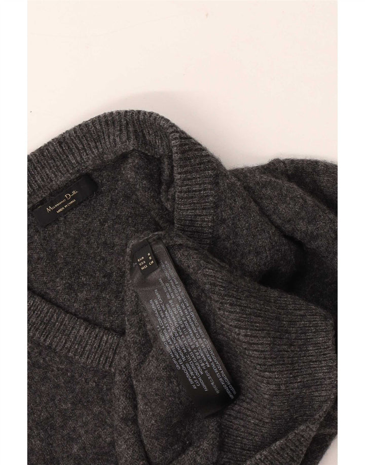 Sweter damski Massimo Dutti o regularnym kroju z dekoltem w kształcie litery V, UK 10, mały, szary