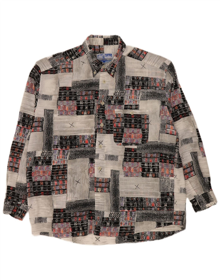 VINTAGE Mens Shirt XL Multicoloured Patchwork Viscose