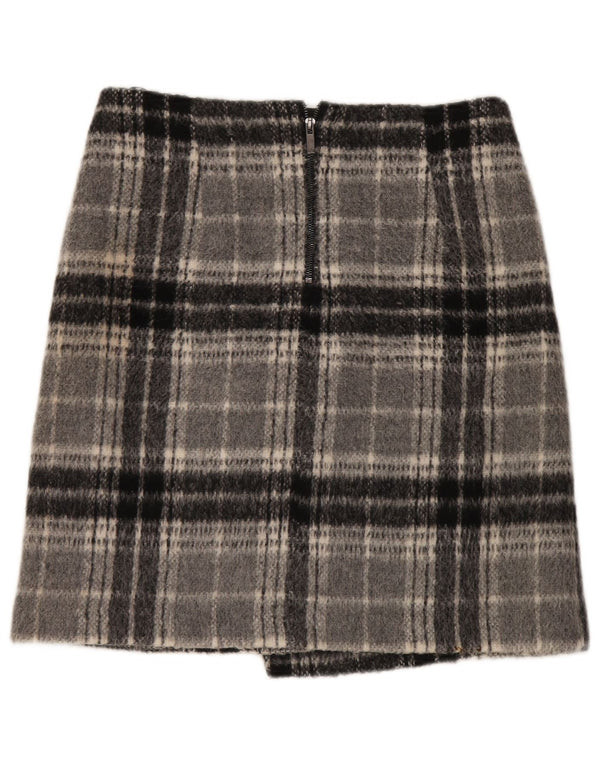 Marks & Spencer Damska spódnica mini UK 12 Medium W32 Szara kratka, akryl