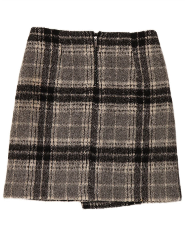 Marks & Spencer Damska spódnica mini UK 12 Medium W32 Szara kratka, akryl
