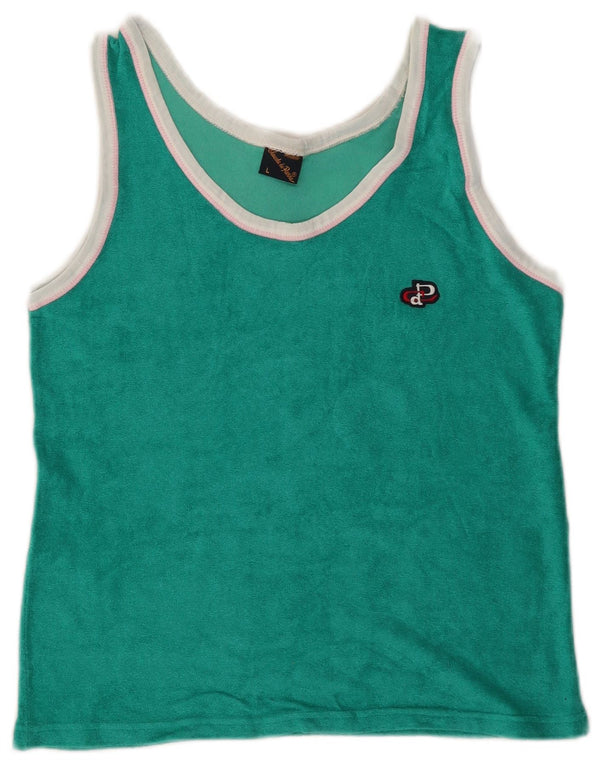 Aksamitna kamizelka damska Vintage Crop Top UK 14, duża, zielona
