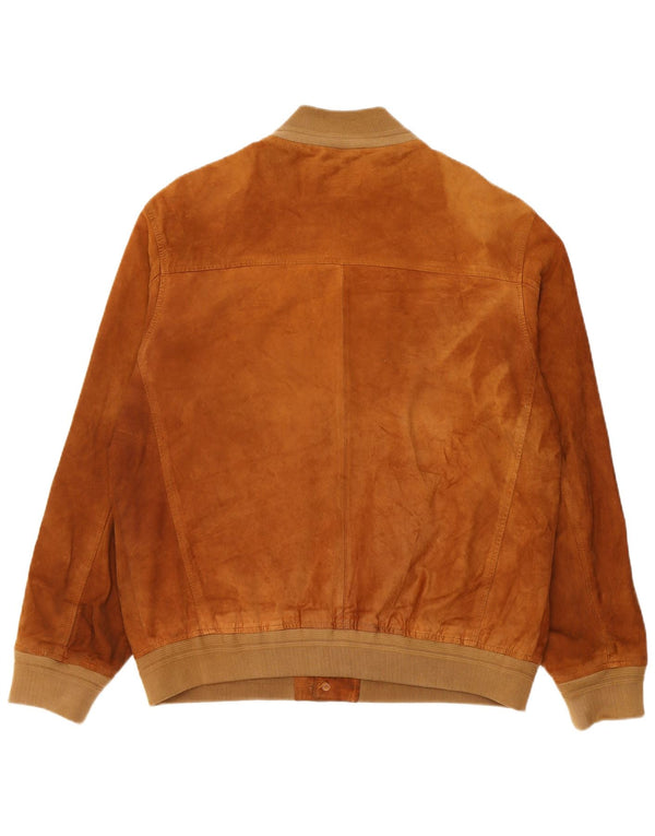 Project Classico Mens Suede Bomber Jacket UK 42 XL Brown Leather