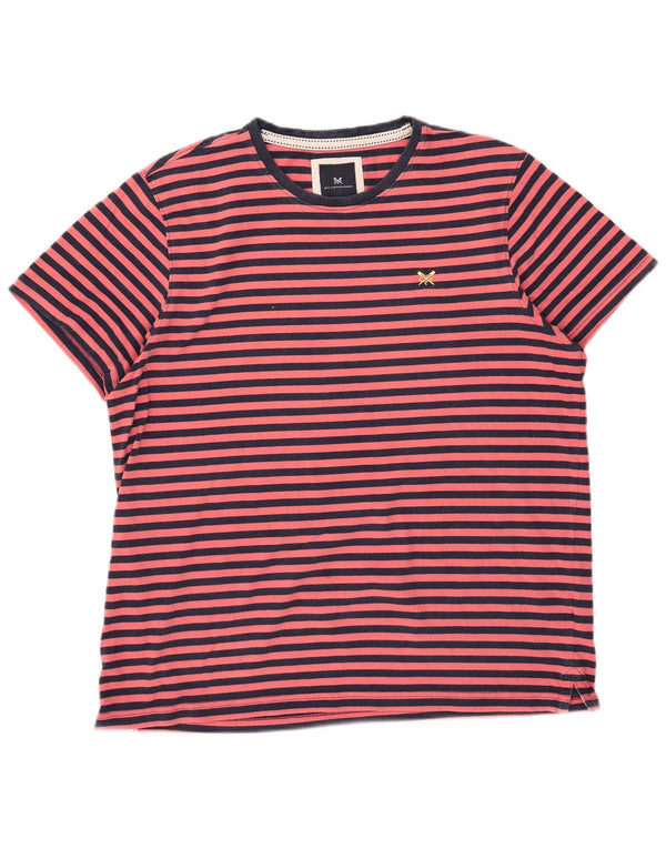 Crew Clothing Męska koszulka z krótkim rękawem i regularnym topem 2XL Różowa bawełniana w paski