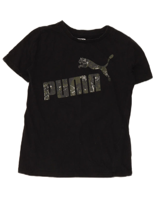 Chłopięcy T-shirt z grafiką PUMA, 10-11 lat, średni czarny