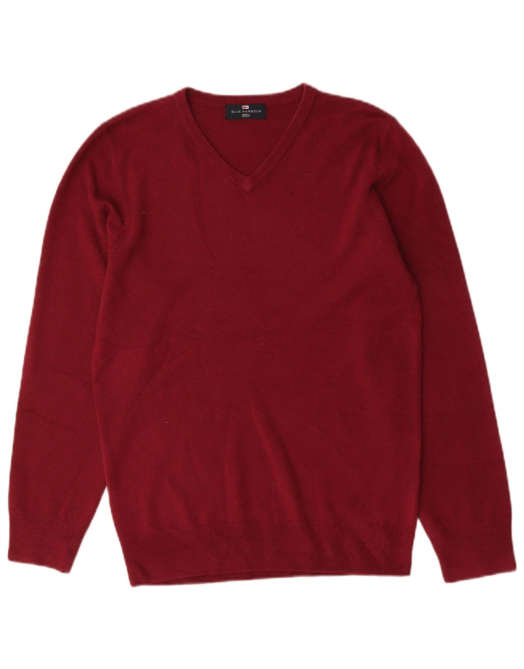 Marks & Spencer Męski sweter z dekoltem w kształcie litery V, niebieski, mały, czerwony, akrylowy