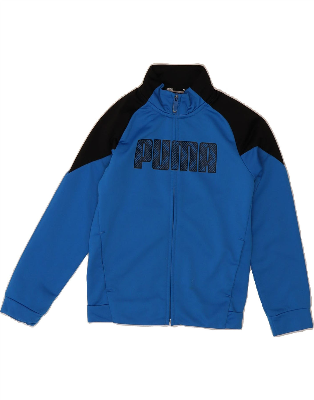 PUMA Boys Graphic Tracksuit Top Jacket 7-8 Years  Blue Colourblock Vintage Puma and Second-Hand Puma from Messina Hembry 