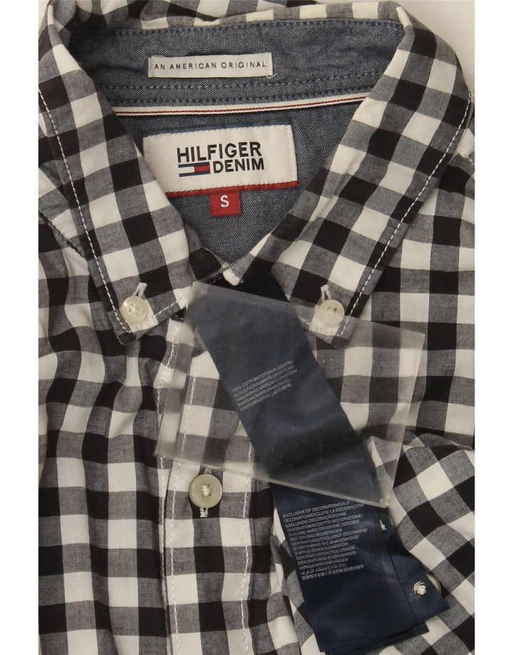 Koszula męska TOMMY HILFIGER, mała, czarna, bawełniana w kratkę