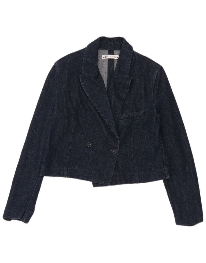 Damska marynarka jeansowa Zara Crop Double Breasted UK 10, mała granatowa