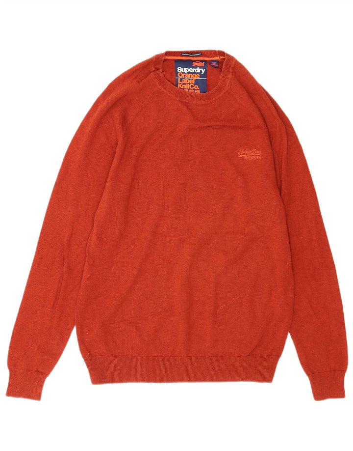 Męski sweter z okrągłym dekoltem Superdry, średniopomarańczowy, bawełniany