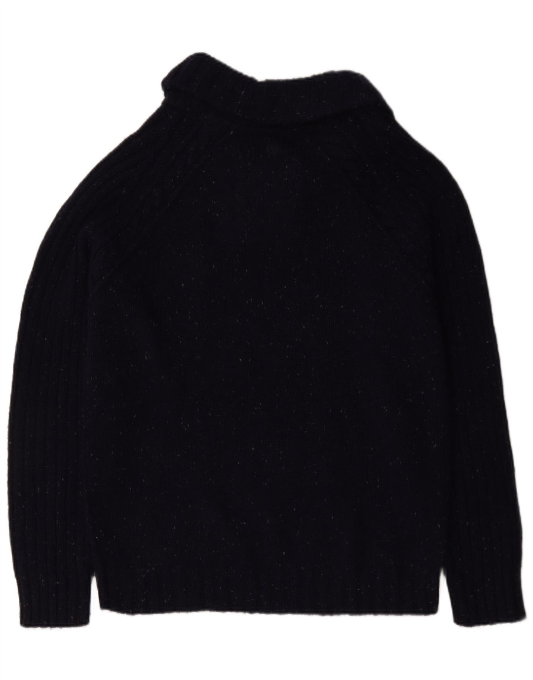 Sweter męski Fat Face z szalowym dekoltem, duży, granatowy, wełniany w cętki