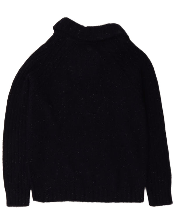 Sweter męski Fat Face z szalowym dekoltem, duży, granatowy, wełniany w cętki
