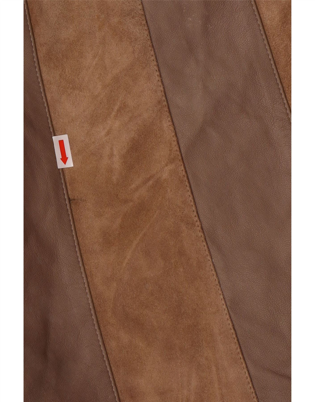 Damski płaszcz skórzany o luźnym kroju Norma UK 14, klasyczny, w średnie brązowe paski