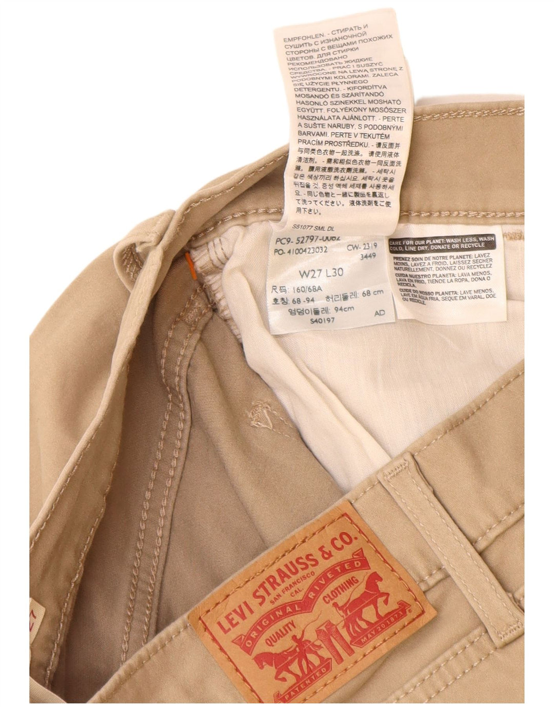 Spodnie damskie LEVI'S 720 z wysokim stanem, bardzo obcisłe, na co dzień, W27 L30, beżowe