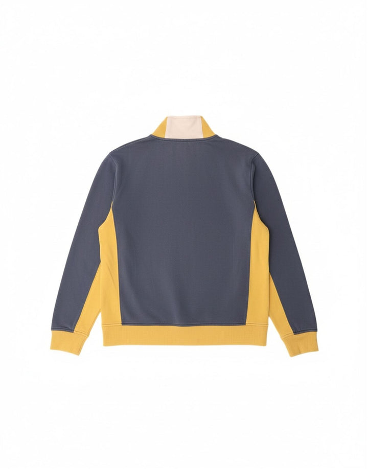 FILA Mens Zip Neck Sweatshirt Jumper Medium Blue Colourblock Cotton