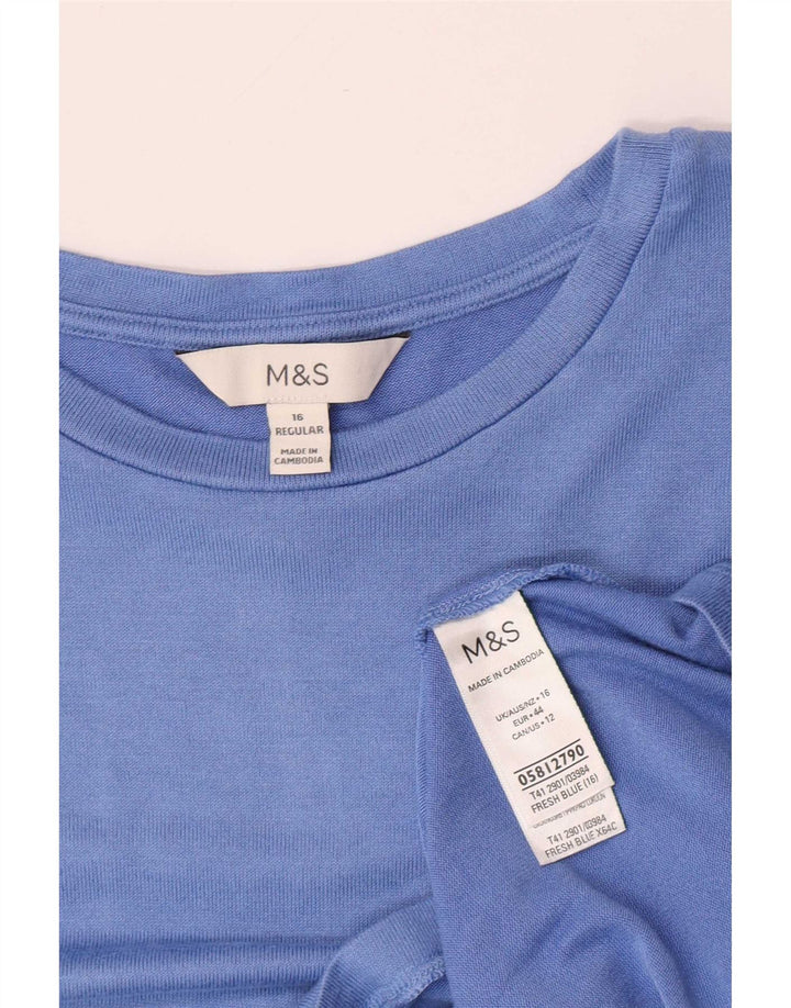 Marks & Spencer Damski top z długim rękawem UK 16, duży, niebieski wiskoza