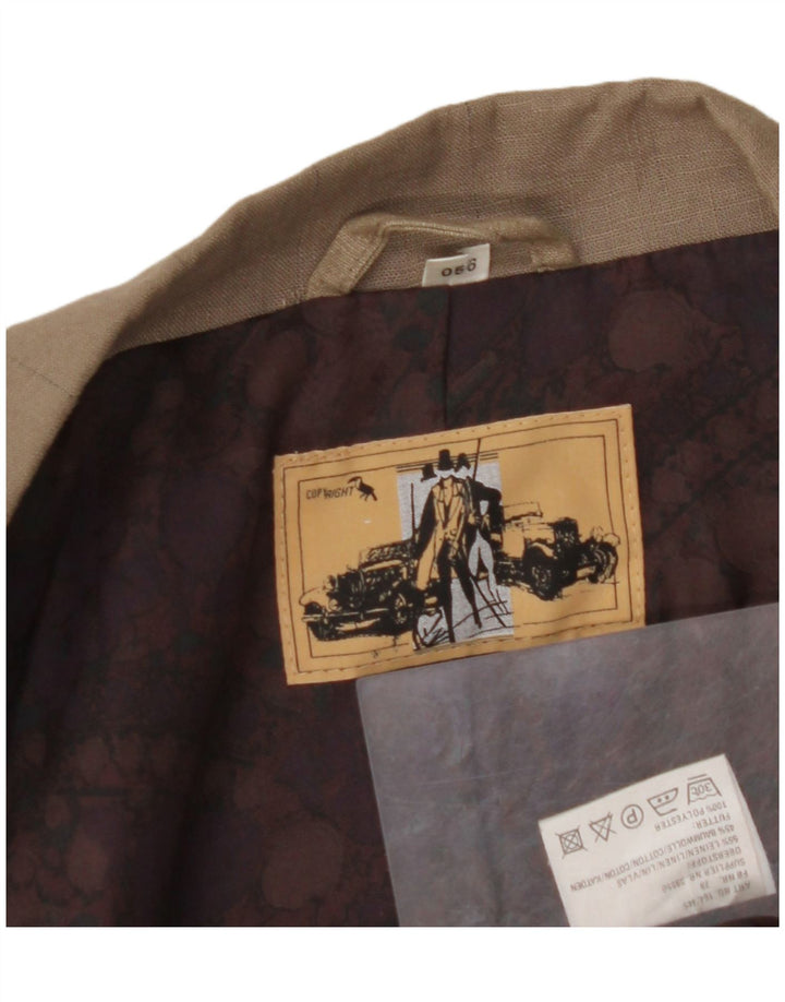 Męska marynarka dwurzędowa VINTAGE EU 56 3XL, brązowa lniana