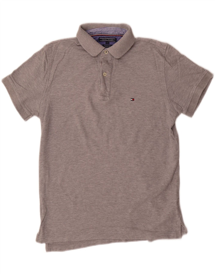 Męska koszulka polo TOMMY HILFIGER o regularnym kroju, średnioszara, bawełniana