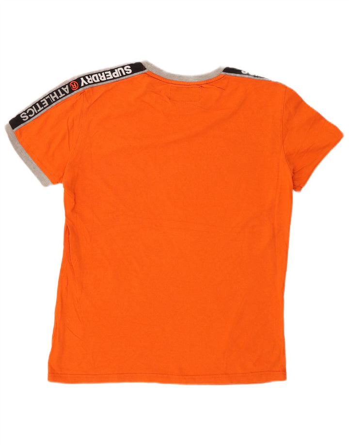 SUPERDRY Męski T-shirt z grafiką, bawełniany, średniej wielkości, w kolorze pomarańczowym