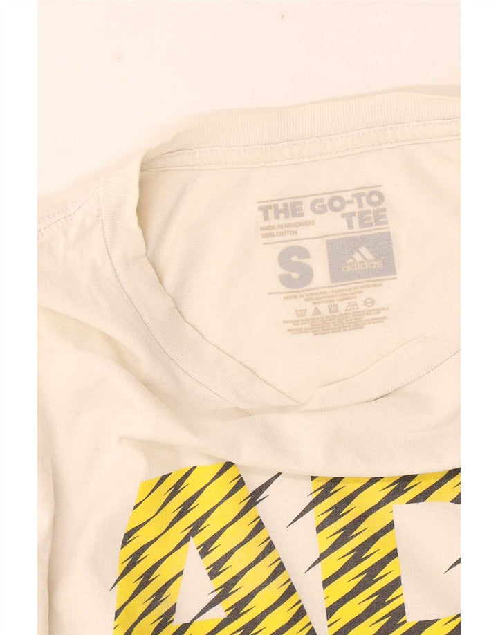 Męska koszulka z grafiką Adidas, mała, biała, bawełniana