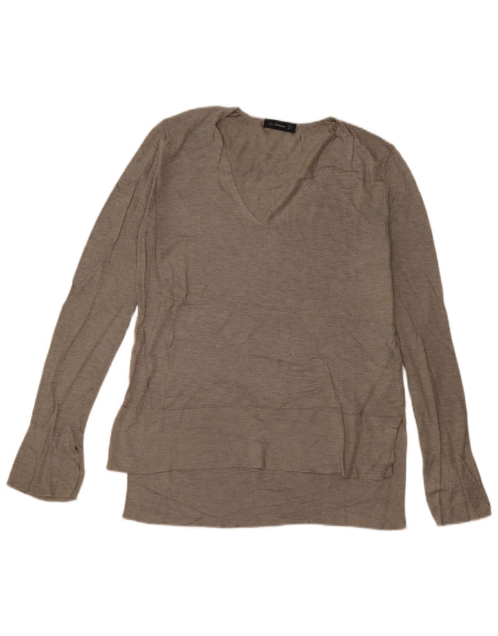 Damski top oversize z długim rękawem Zara UK 6 XS Szara wiskoza