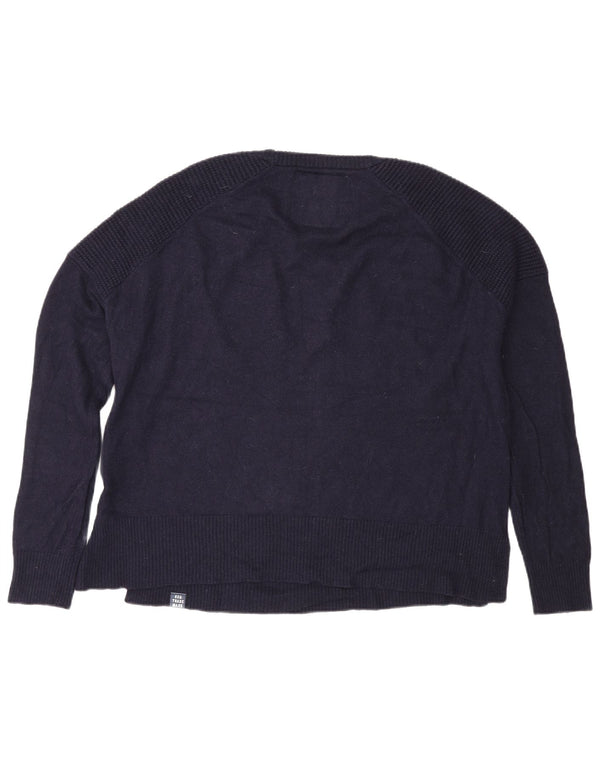 Damski sweter Superdry z dekoltem w łódkę, UK 16, duży, granatowy, wełniany