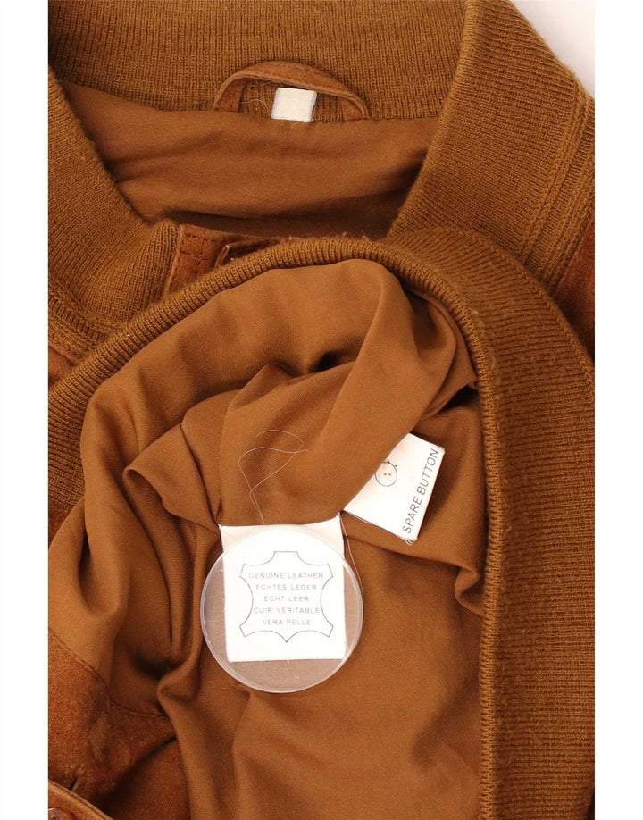 Vintage męska zamszowa kurtka bomber UK 40 duża brązowa skóra