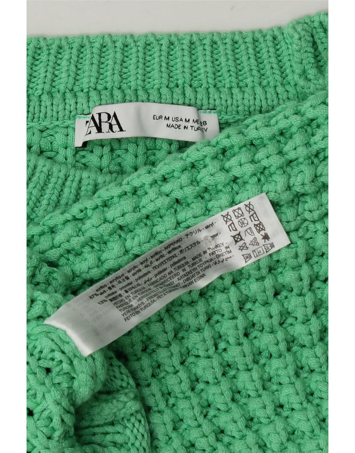 Damski sweter Zara Crop Oversize z okrągłym dekoltem UK 14, średni zielony