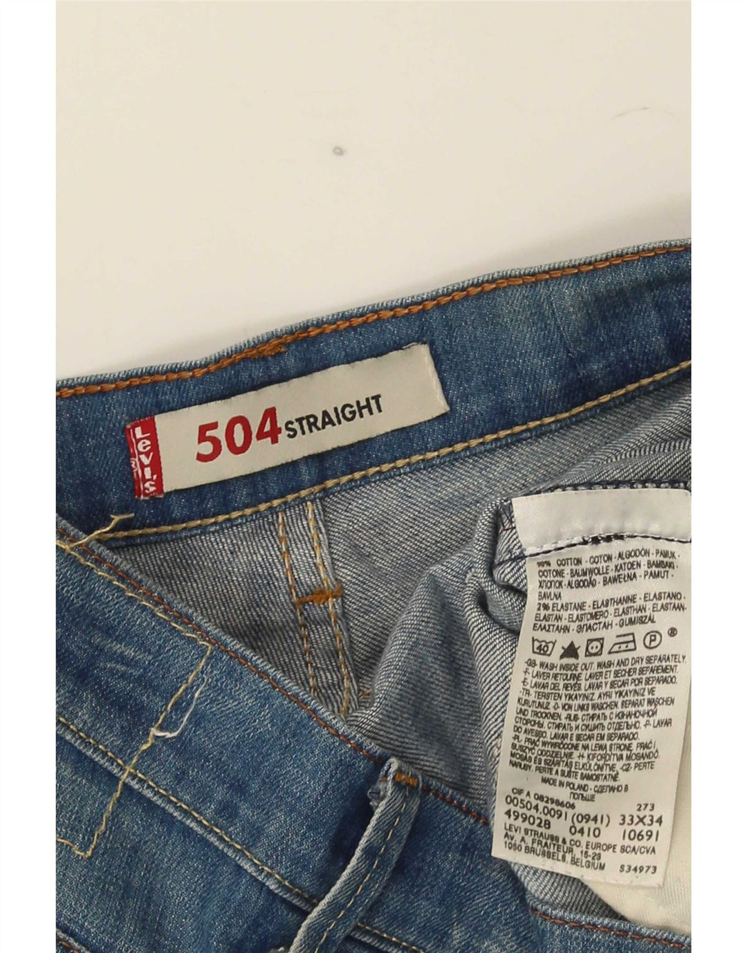 Męskie jeansy Levi's 504 Straight W33 L34 Niebieskie bawełniane