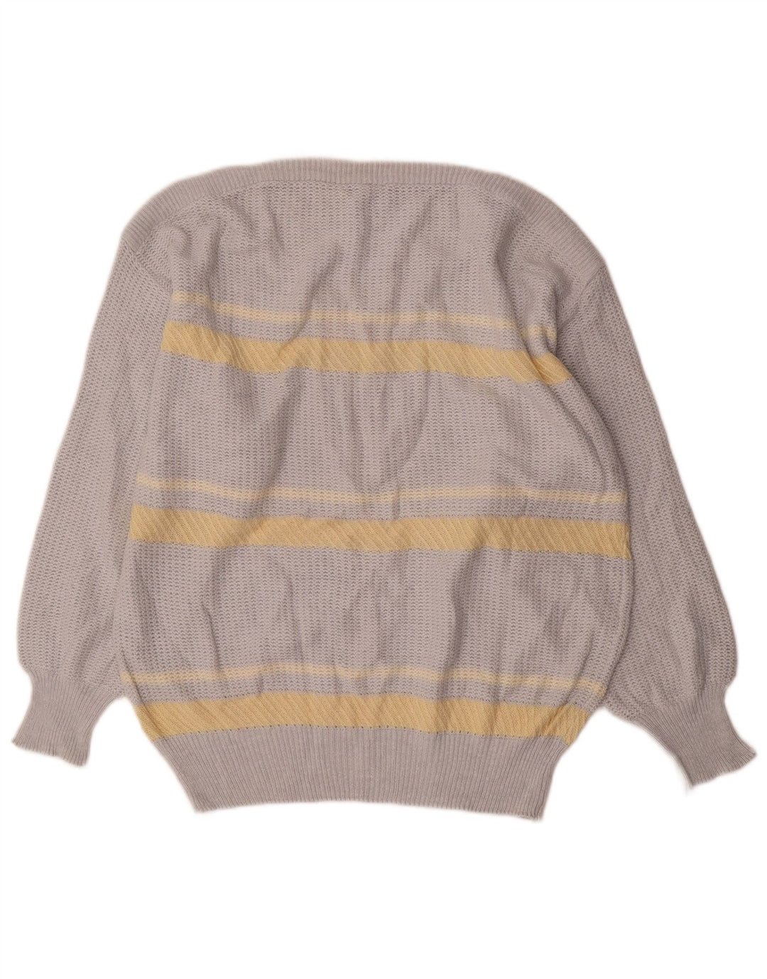 Vintage męski sweter z dekoltem w łódkę, średnioszary, bawełniany w paski