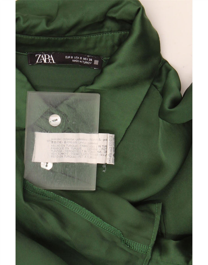 Damska koszula oversize Zara UK 10, mała, zielona, poliestrowa