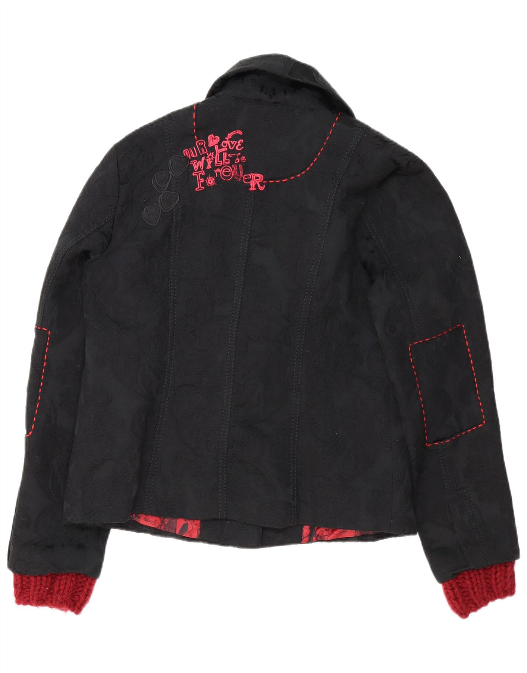 Damska marynarka Desigual Graphic zapinana na 3 guziki EU 46 XL, czarna w kwiaty