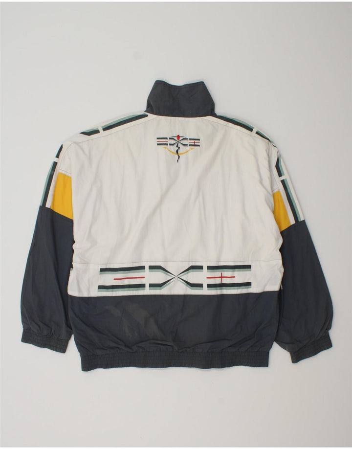 Męska kurtka dresowa LOTTO o luźnym kroju z grafiką, mała, biała, z blokami kolorów