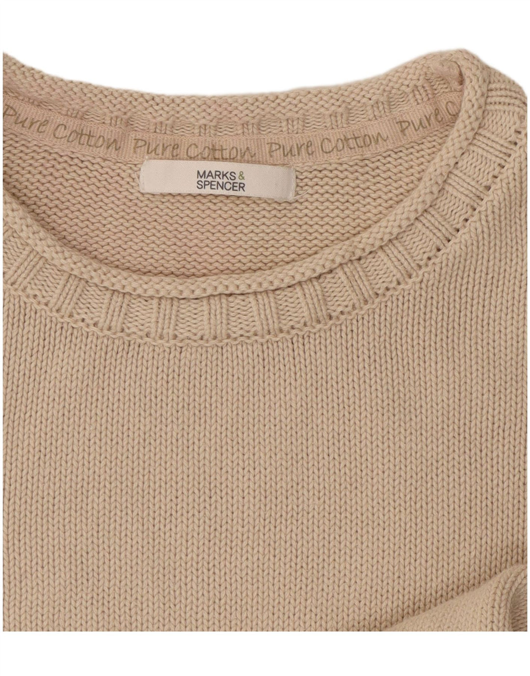 Marks & Spencer Damski sweter z okrągłym dekoltem, UK 10, mały beż
