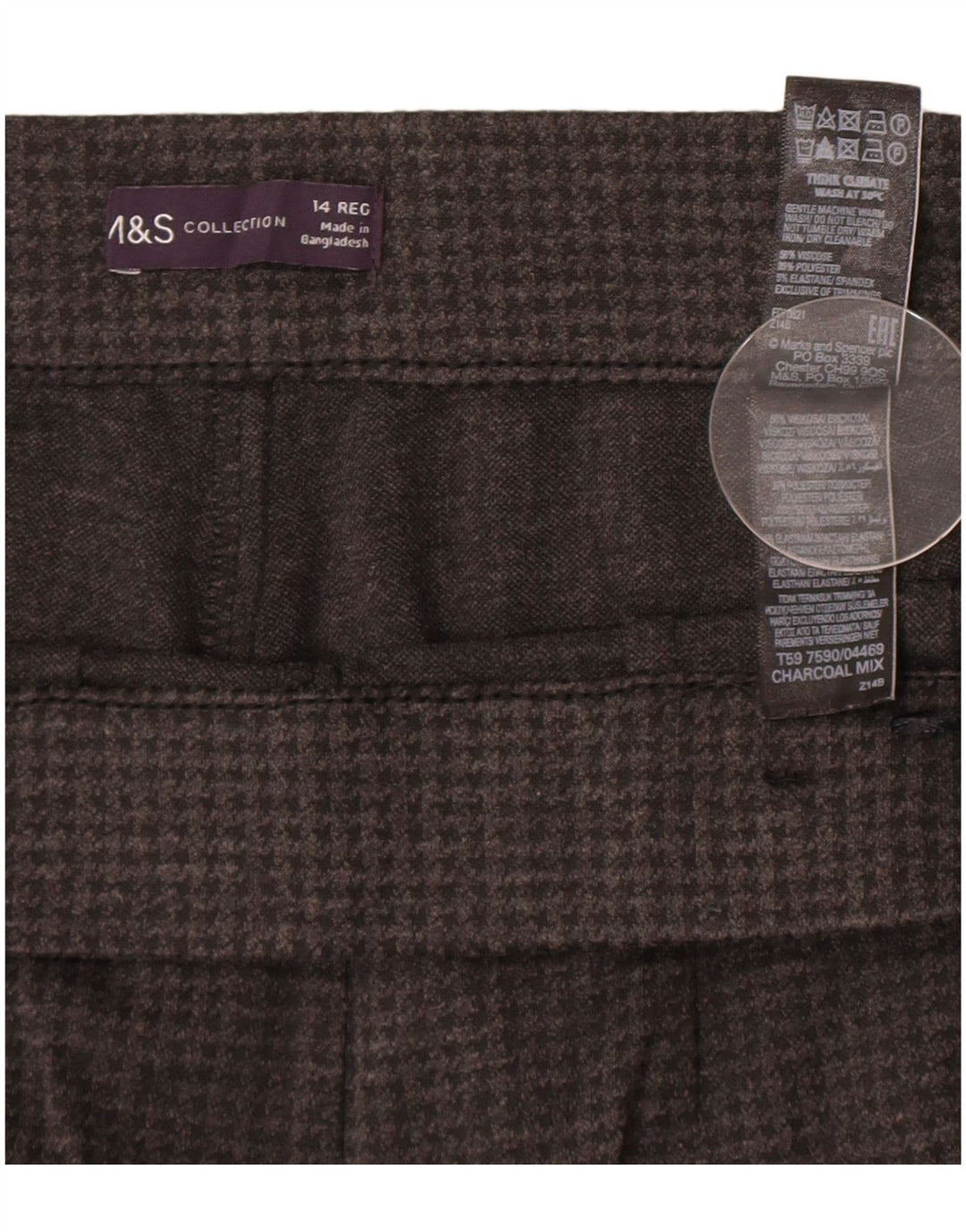 Spodnie damskie Marks & Spencer UK 14 Large W32 L28 Szara pepitka