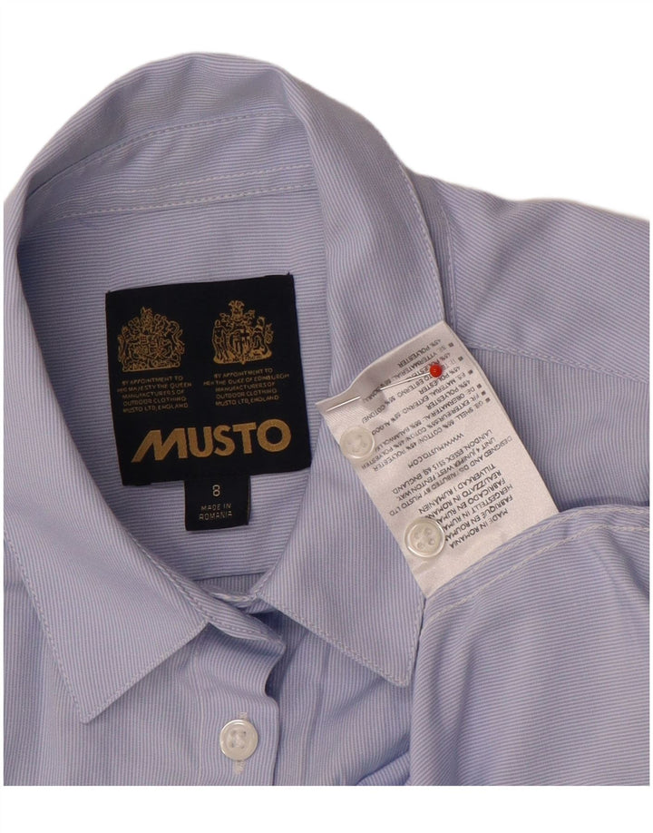 Koszula damska Musto UK 8, mała, niebieska, bawełniana w prążki