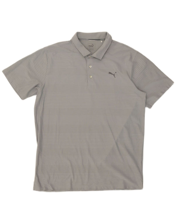 Męska koszulka polo Puma XL, szara, poliestrowa w prążki