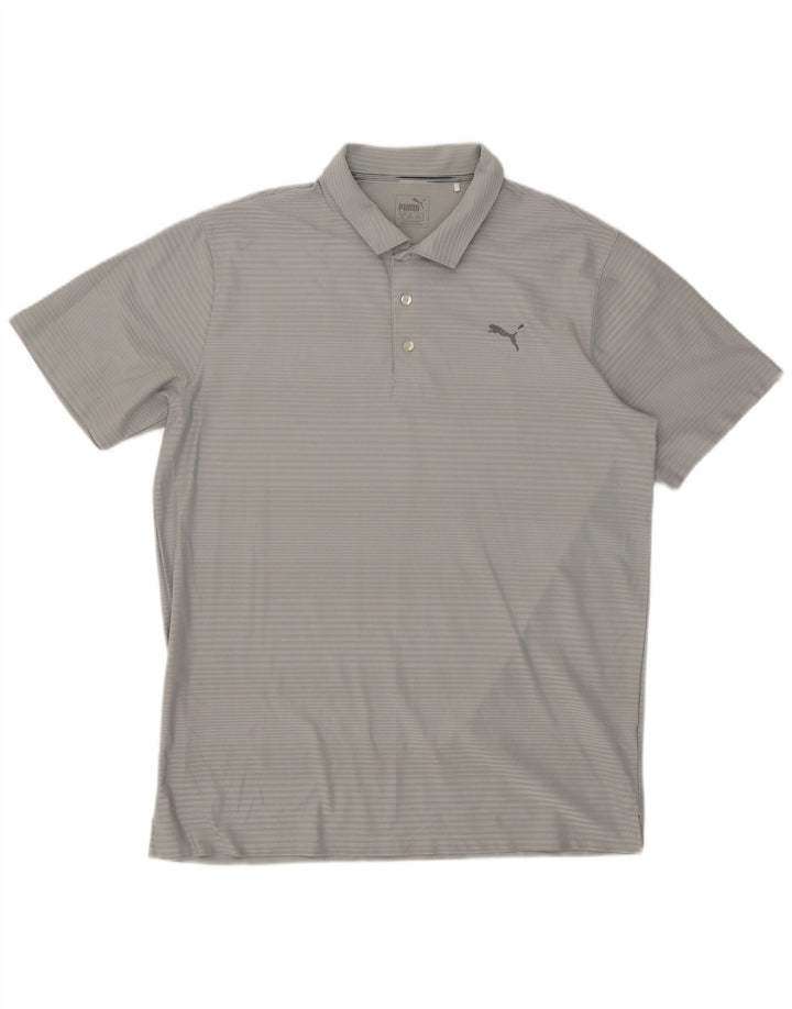 Męska koszulka polo Puma XL, szara, poliestrowa w prążki