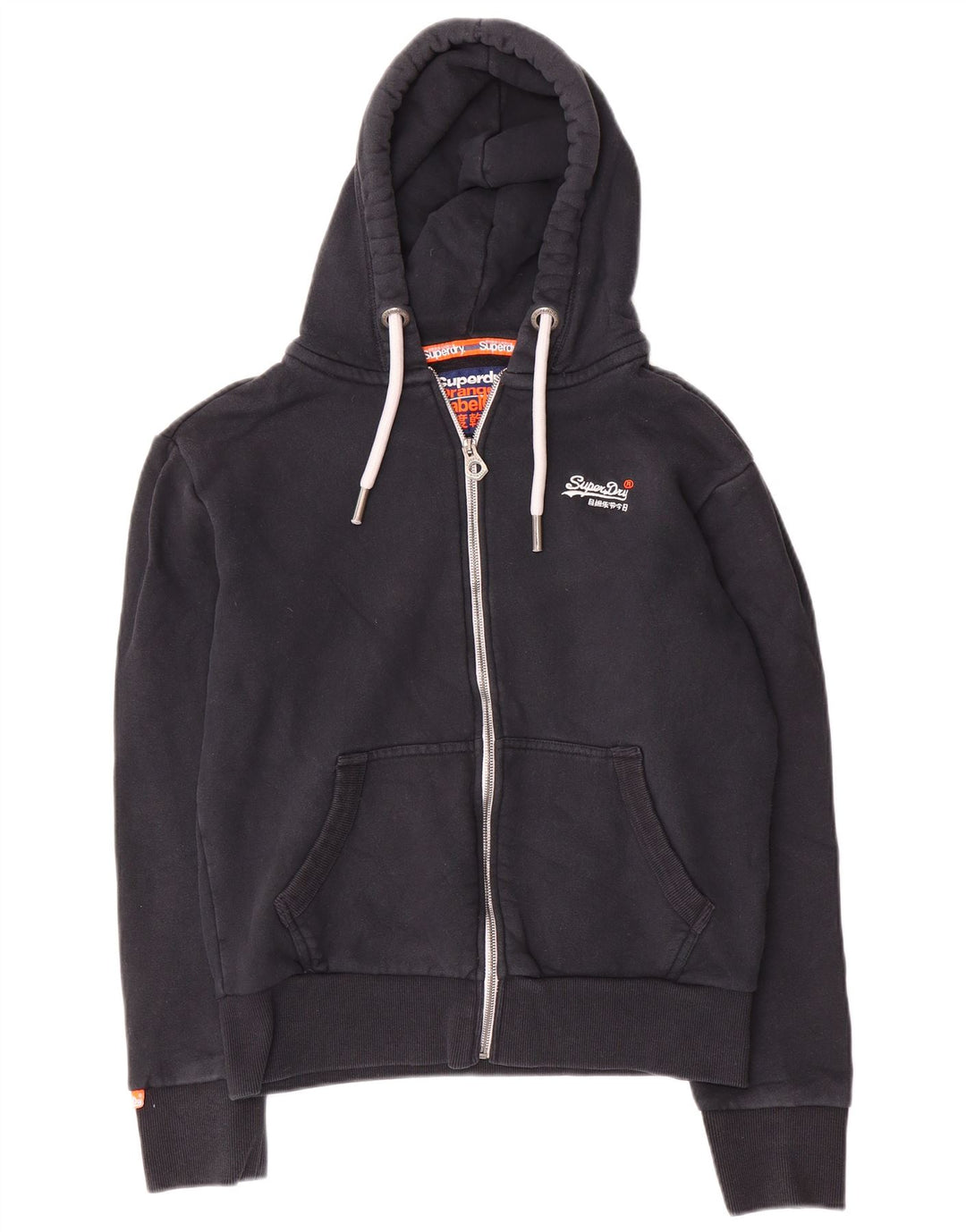 Męski sweter z kapturem i zamkiem Superdry, średni granatowy, bawełniany