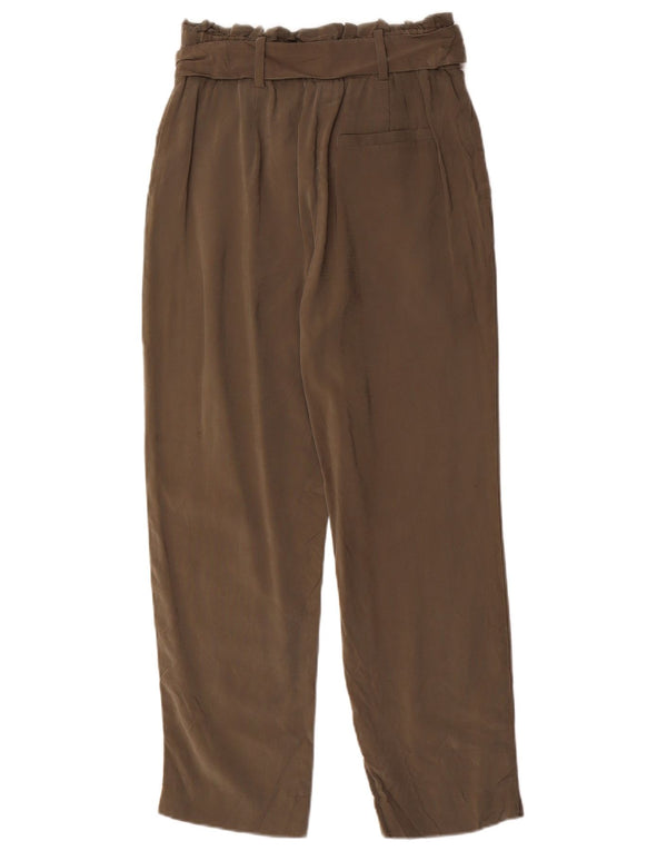 Damskie, przycięte spodnie Zara z wysokim stanem XS W24 L25 Khaki wiskoza