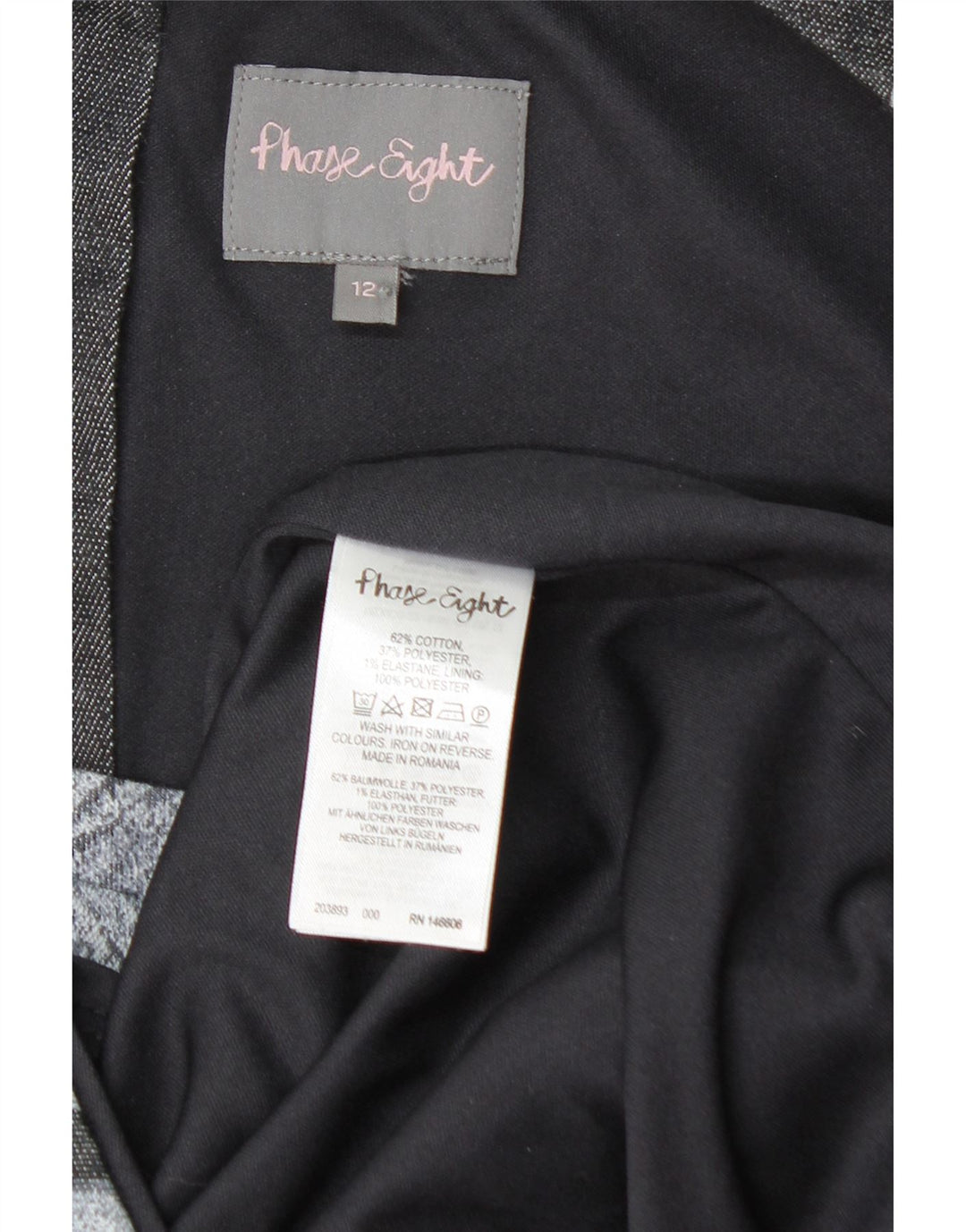 Damska sukienka płaszczowa bez rękawów PHASE EIGHT UK 12, średnioszara, bawełniana w kwiaty